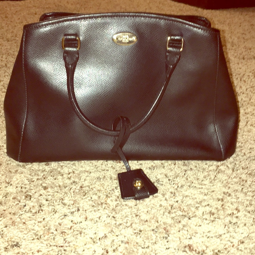Small coach black leather handbag